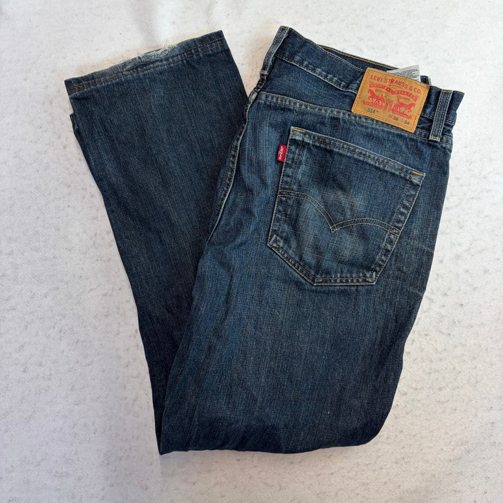 Levi's 514 Straight Fit Jeans Mens 36x34 Blue Denim Classic